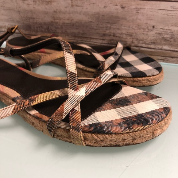 Burberry plaid canvas espadrille sandal 41 - Picture 4 of 7
